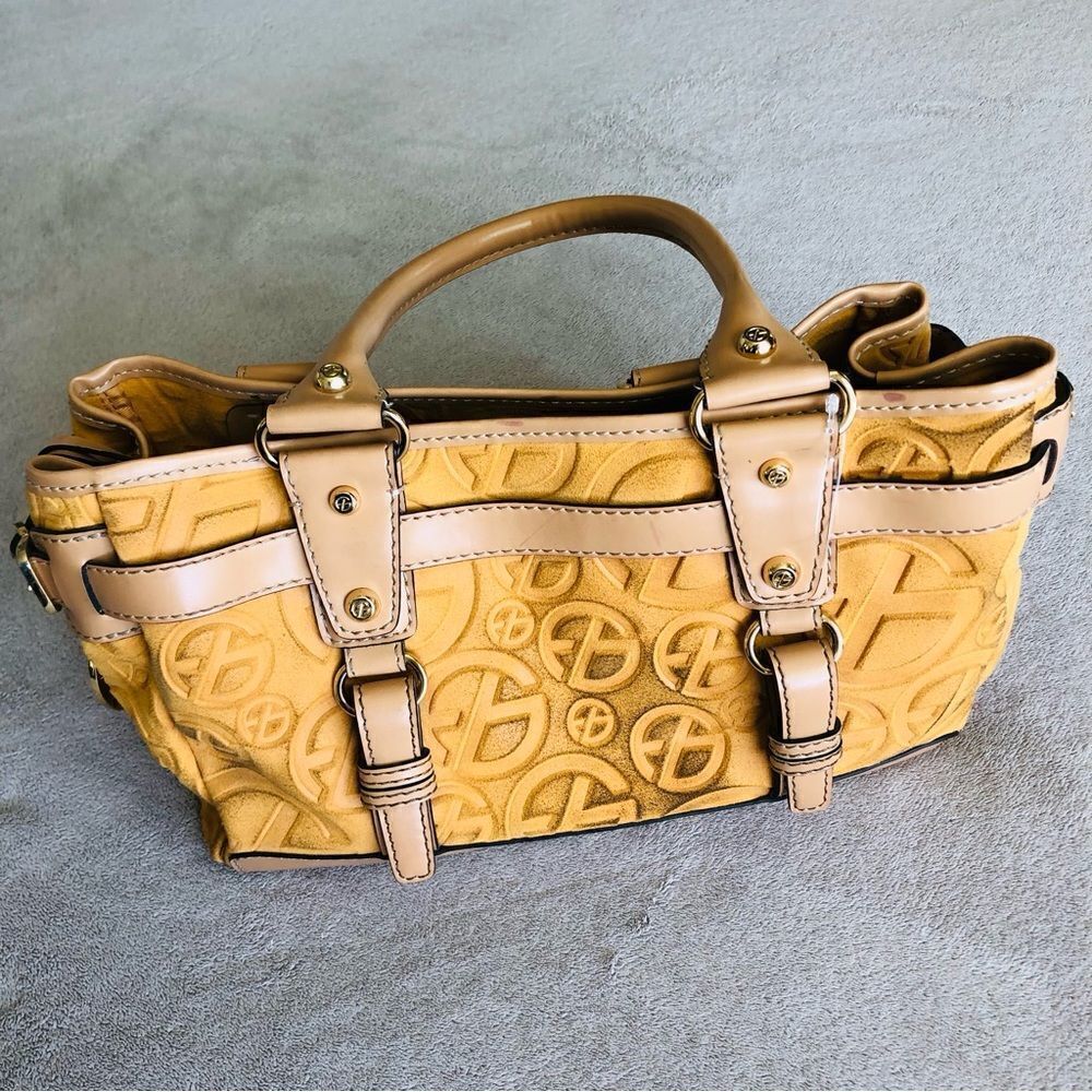 Vintage Francesco Biasia Embossed Leather Tote Bag